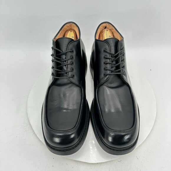 Pawelk's Men Size EU 44 US 10 Black Leather Moc Toe Lace Up Ankle Chukka Boot - Picture 3 of 12